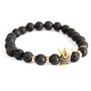 Gold Crown / Lava Stone - Gemstone Bracelet - JOLIGIFT.UK