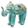 Wood Carved Elephant - Turquois Gold - JOLIGIFT.UK