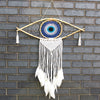 Protection Dream Catcher - Lrg Macrame Evil Eye Blue/White/Black - JOLIGIFT.UK