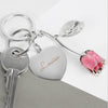 Personalised Silver Plated Name Pink Rose Keyring - JOLIGIFT.UK