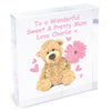 Personalised Teddy Flower Large Crystal Token - JOLIGIFT.UK